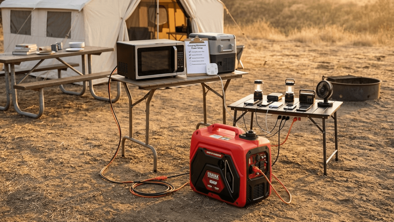 Camping Microwave Power Setup: Generator Guide for Heating Food Outdoors - Erayak Power
