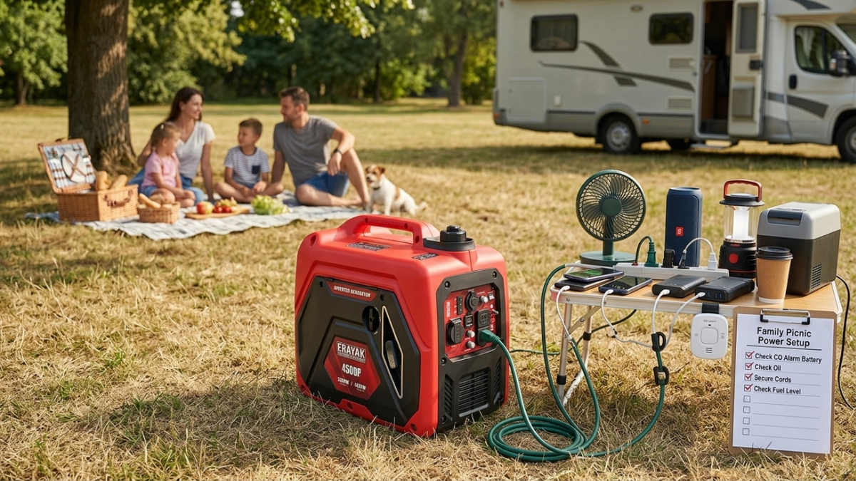 Family Picnic Power Setup: Portable Generator Guide for Coolers, Fans, Lights and Charging - Erayak Power