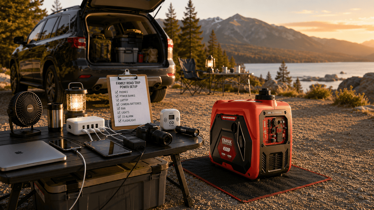 Family Road Trip Power Setup: Portable Generator Guide for Camping, Charging and Emergencies - Erayak Power