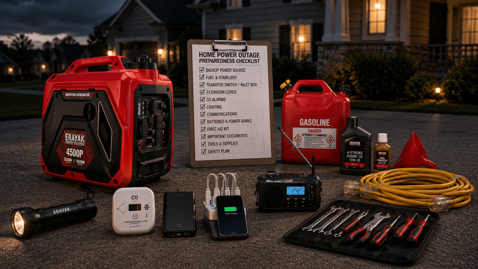 Home Outage Checklist: Generator, Fuel, Maintenance & Accessories - Erayak Power