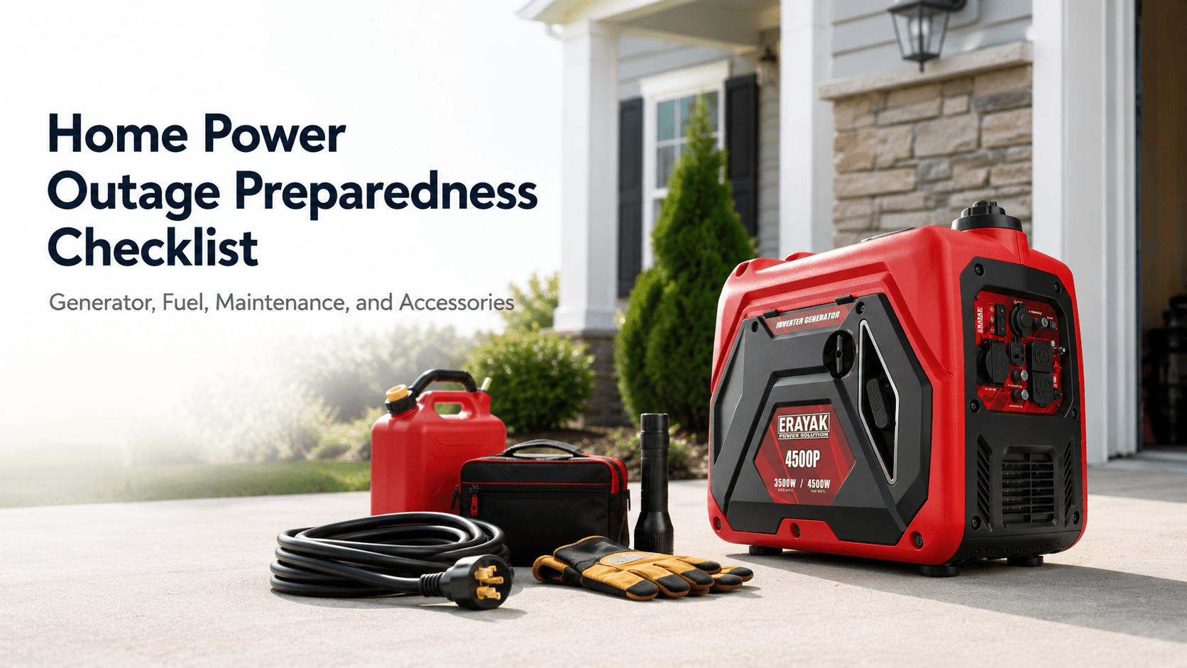 Home Power Outage Preparedness Checklist: Generator, Fuel, Maintenance, and Accessories - Erayak Power