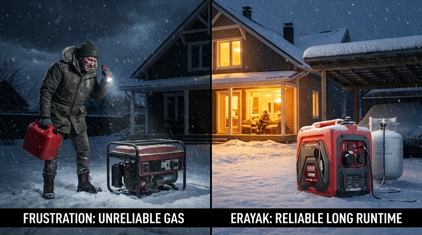 How Long Does a Generator Last on a Tank of Gas? Generator Runtime Chart (2026) - Erayak Power