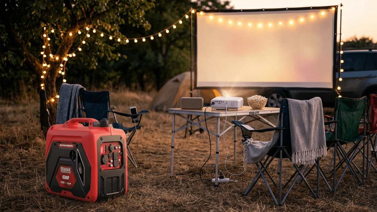 Outdoor Movie Night Power Setup: Generator Solution for Projector, Lights, and Speakers - Erayak Power