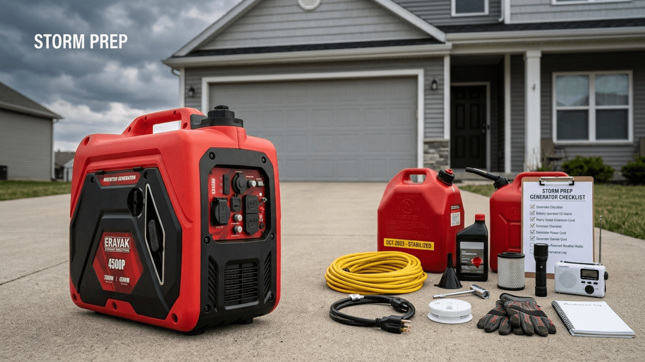 Storm Prep Generator Checklist: Maintenance, Fuel and Safe Connections - Erayak Power
