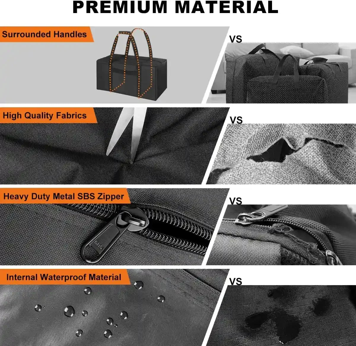 COOLBEBE 24X12X12 Inch Travel Duffle Bag (53L), Mid-Size Weekender for Overnight Trips, Camping, and Sports Gear Hauling, Water Resistant, Black