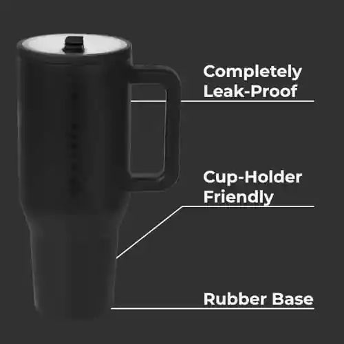HydroJug Traveler - 40 oz Water Bottle with Handle & Flip Straw - Fits in Cup Holder, Leak Resistant Tumbler-Reusable Insulated Stainless Steel & Rubber Base - Gifts for Women & Men, Wildrose