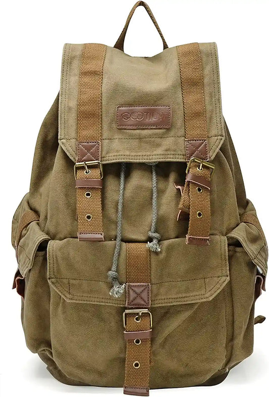GOOTIUM 21101AMG Specially High Density Thick Canvas Backpack Rucksack, Field Tan, Large
