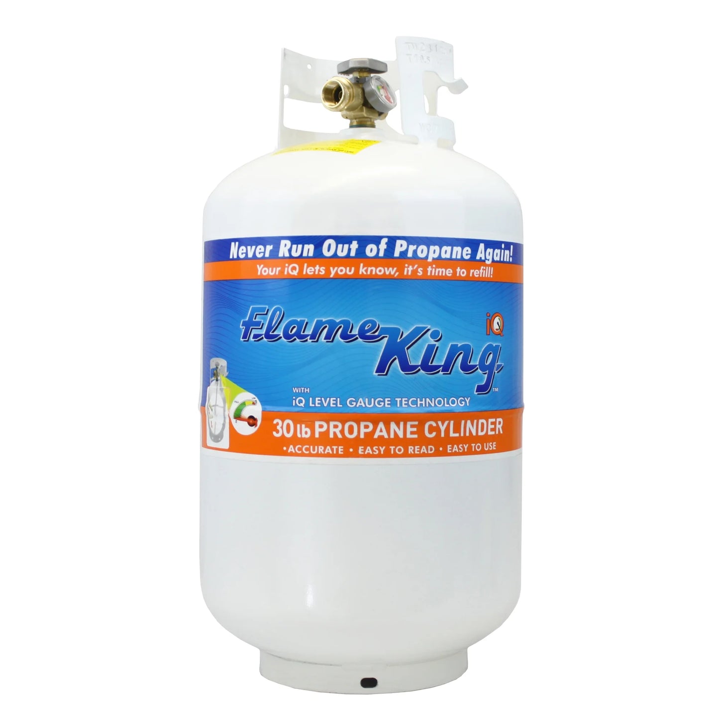 Empty Steel Propane Tank LP Cylinder with OPD Valve & Built-In Gauge, 30 Lbs
