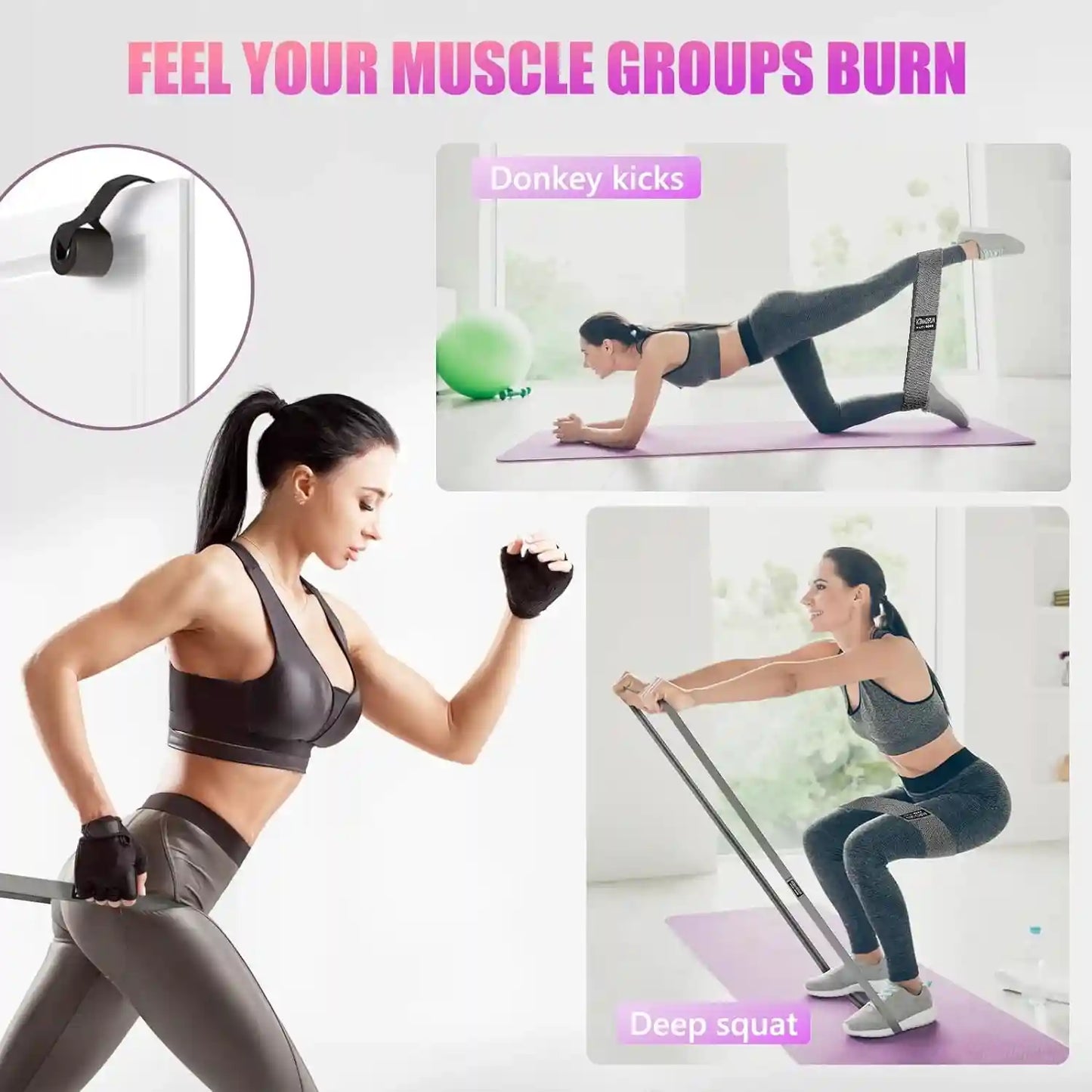 Resistance Bands for Working Out Set, 3 Pcs Pull up Bands and 3 Pcs Assistance Bands with Door Anchor for Legs, Glutes, Hip, Fabric Loop Bands Workout Bands Resistance for Gym, Home, Office
