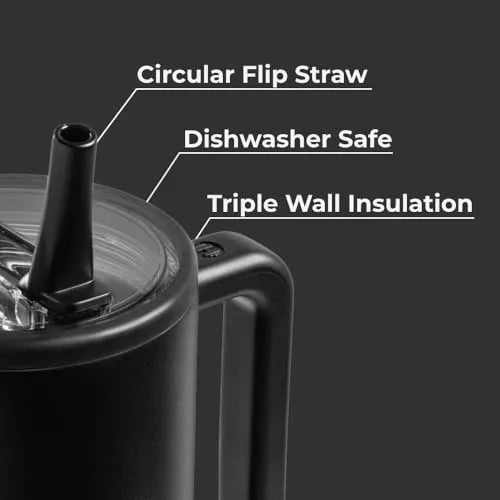 HydroJug Traveler - 40 oz Water Bottle with Handle & Flip Straw - Fits in Cup Holder, Leak Resistant Tumbler-Reusable Insulated Stainless Steel & Rubber Base - Gifts for Women & Men, Wildrose