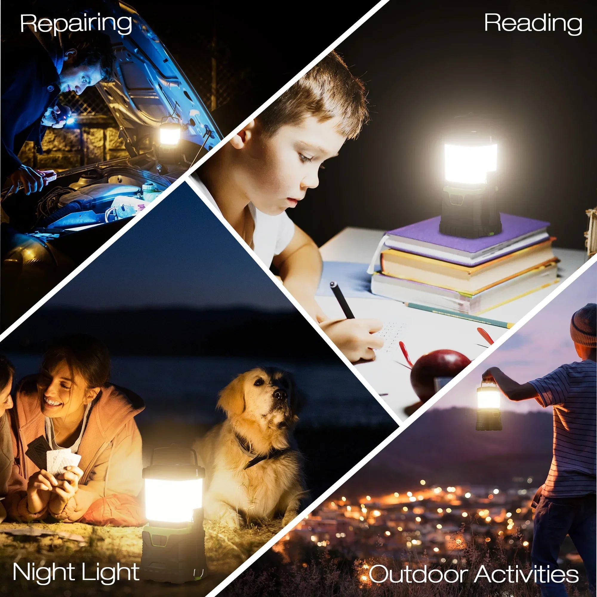 Camping Lantern Rechargeable, 1500LM 4400Mah Camping Lights with 5 Light Modes, IP44 Waterproof Flashlight for Power Outages, Emergency, Home