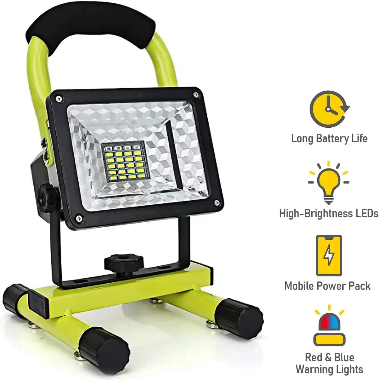 LANFU 30W LED Work Light with Stand, 90° Tiltable 360° Rotation Handle Weatherproof Magnetic Portable Rechargeable Mechanic Travel for Construction Site Jetty Workshop Garage Emergency Camping Green