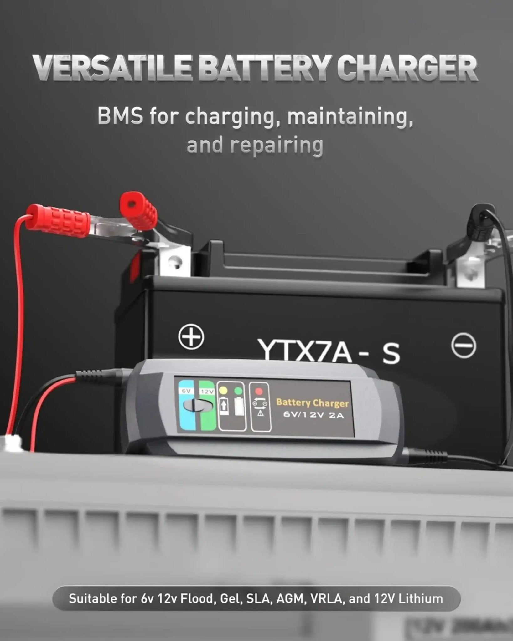 6V/12V 2 Amp Smart Battery Charger – Car Battery Maintainer & Trickle/Float Charger - Erayak Power