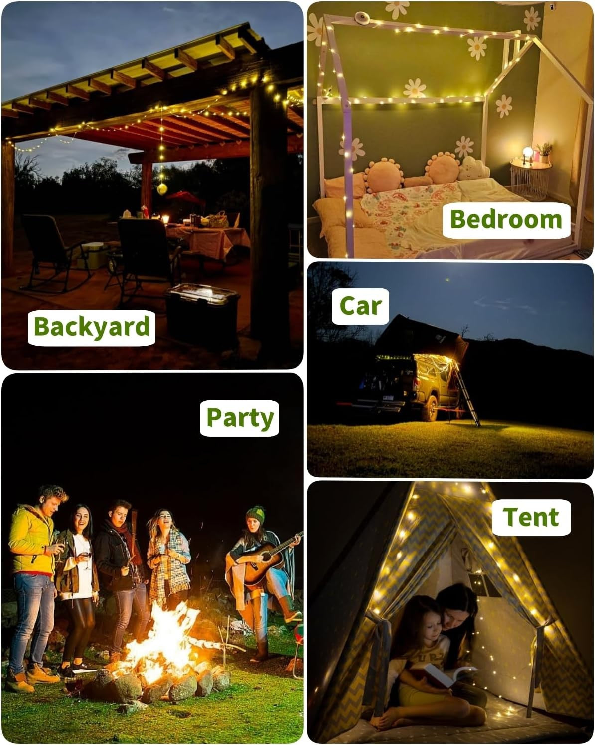 Solar Camping String Lights, 32.8FT Fairy String Lights 130Leds, 4 in 1 Portable