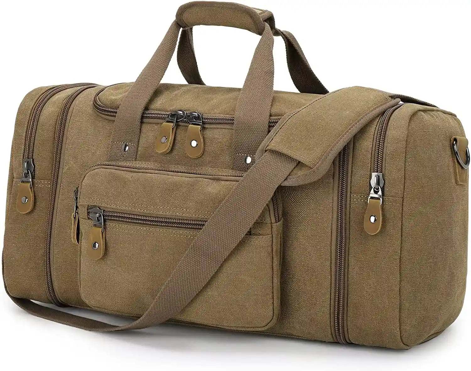 Gonex Canvas Duffle Bag for Travel 60L Duffel Overnight Weekend Bag(Coffee)