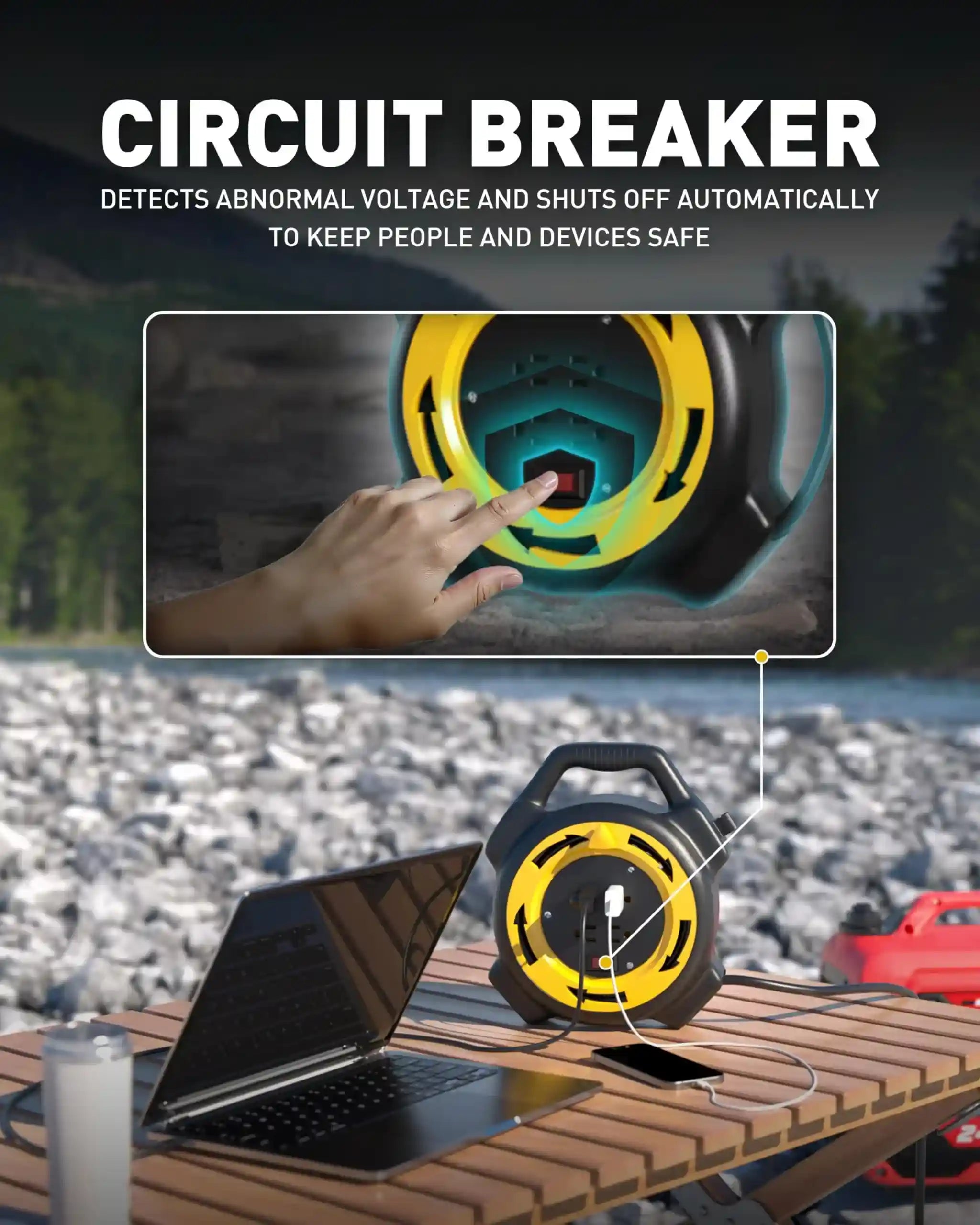 Erayak 25ft Retractable Extension Cord Reel, Hand Wind, 13 Amp 16/3 AWG SJTW