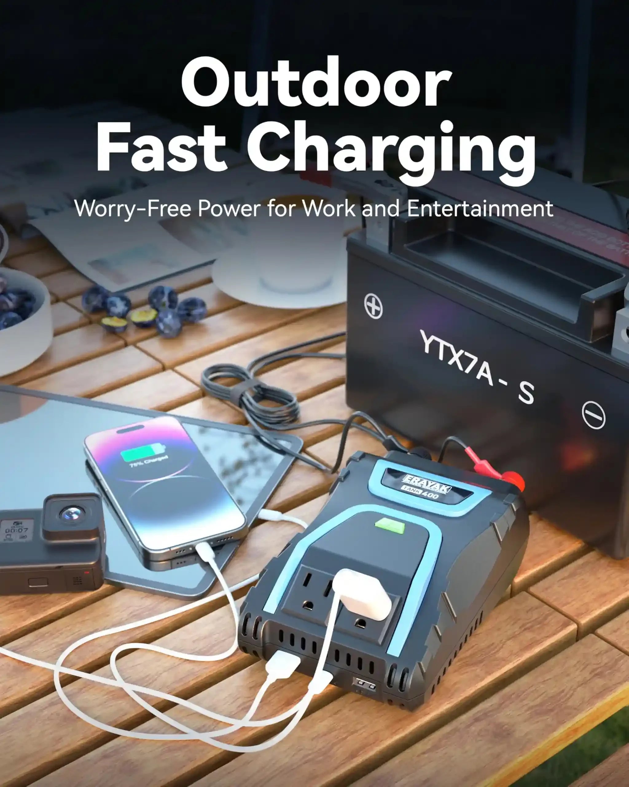 Erayak 400W Car Power Inverter - DC 12V to AC 120V with USB Charger & Cigarette Lighter Adapter