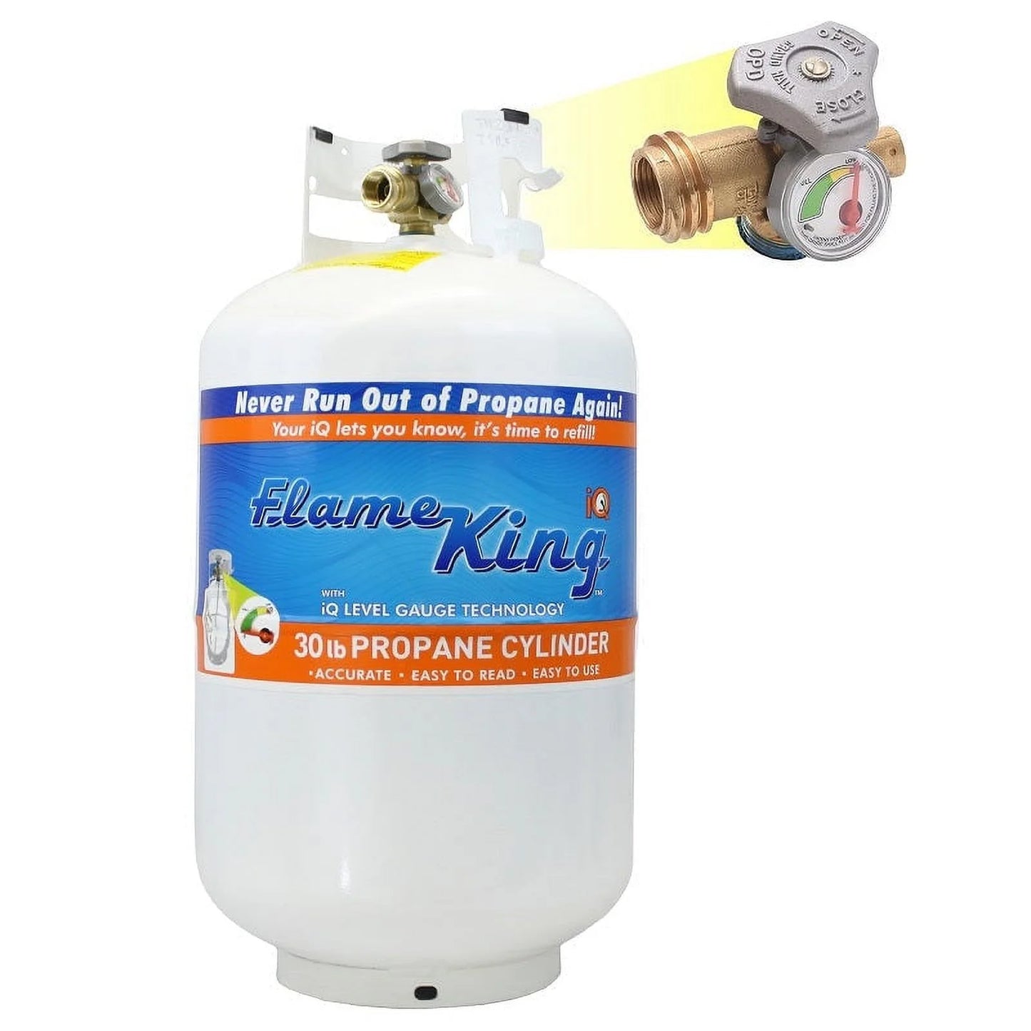 Empty Steel Propane Tank LP Cylinder with OPD Valve & Built-In Gauge, 30 Lbs