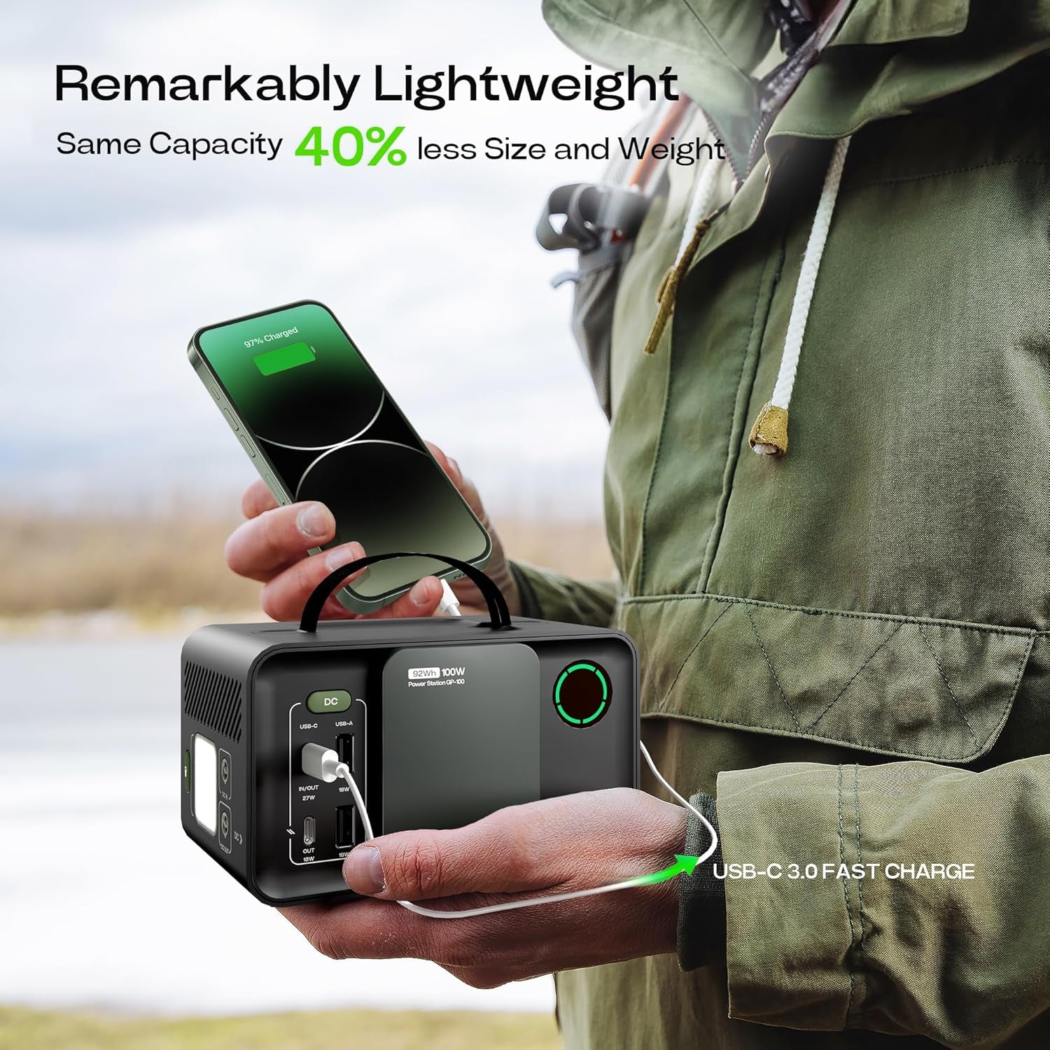 92.16Wh Portable Power Station 25600Mah Camping Solar Generator,Lith