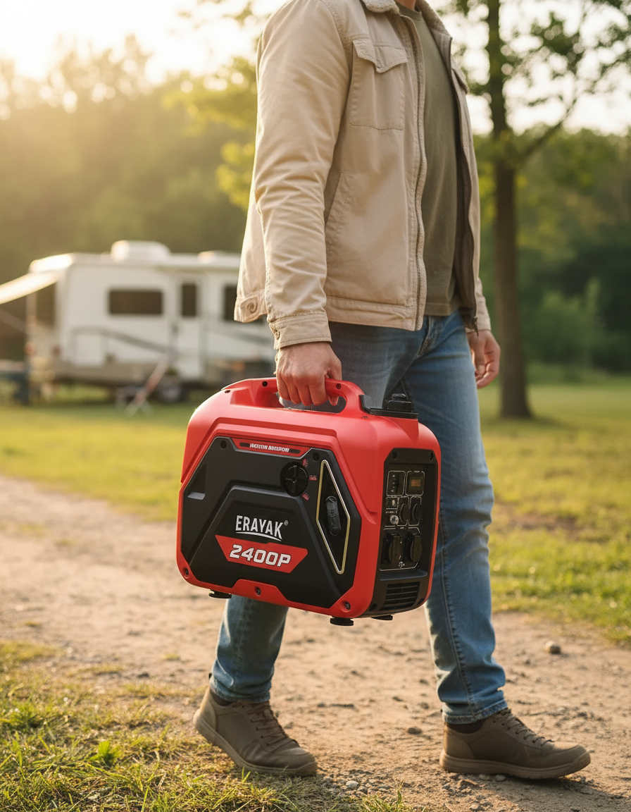 Erayak 2400W Lightweight Generator Easy One-Hand Carry - Only 42 lbs Ultra Portable Inverter Generator
