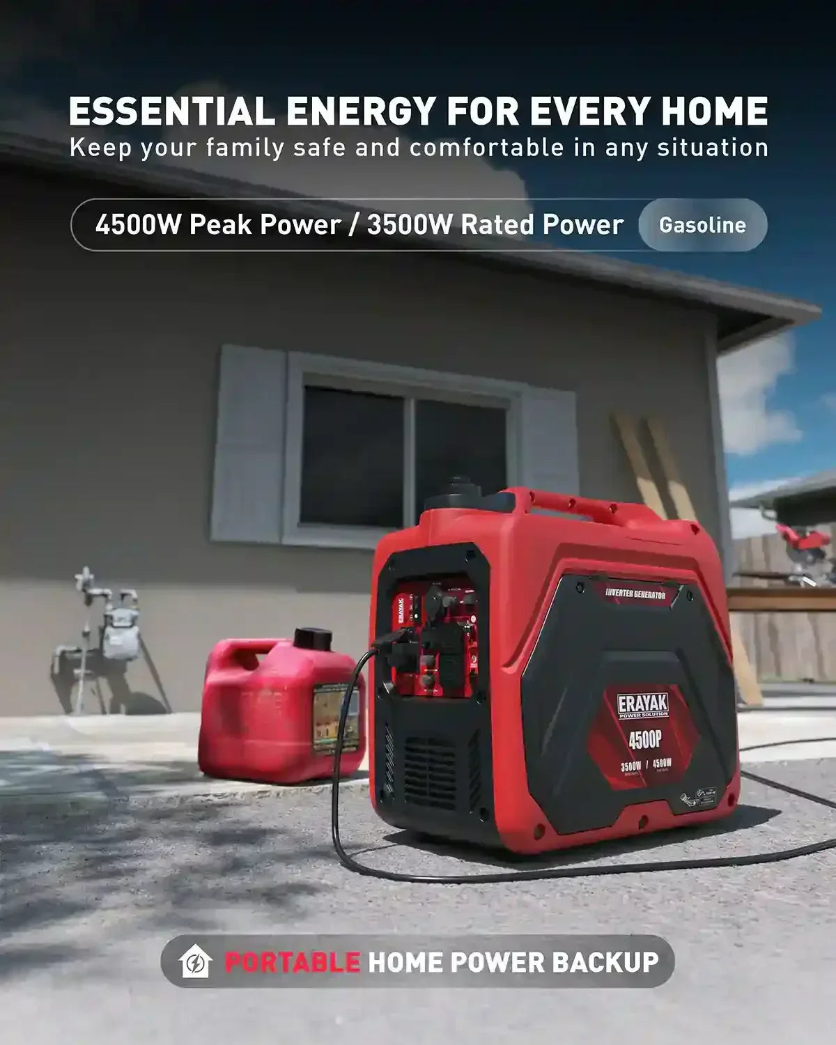 Erayak 4500W Generator Home Use Applications - Power Appliances Lights Electronics During Outages