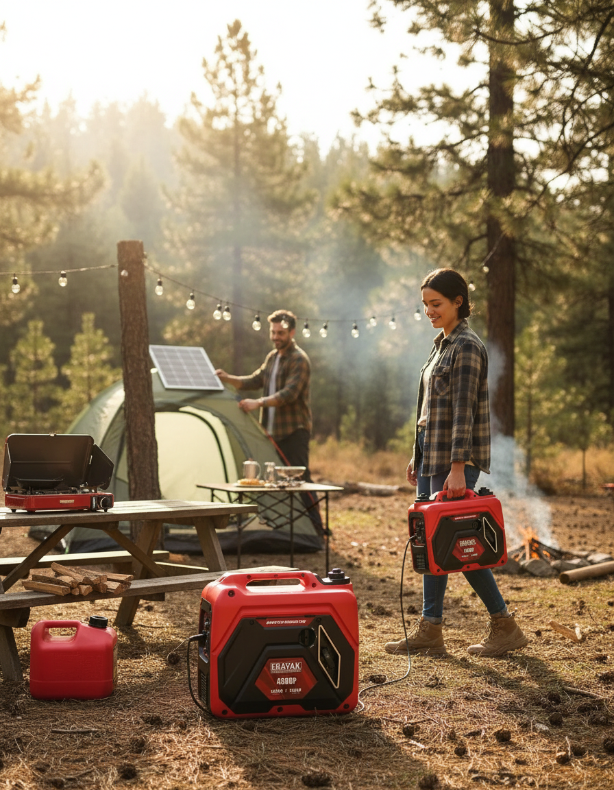 Erayak 4500W Portable Inverter Generator Lifestyle - Quiet Outdoor Power for Camping Recreation