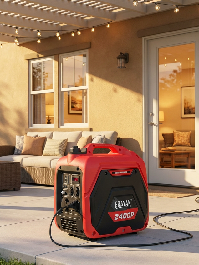 ERAYAK 2400W Generador Inverter Gasolina, Pico Generador Inverter Silencioso Portátil Súper silencioso, Eco Modo, Ahorro de Combustible de Emergencia para Camping Autocaravan Apagon