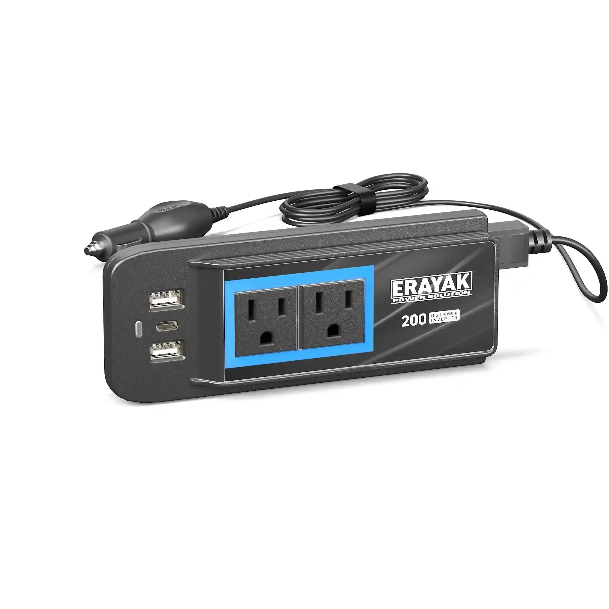 Erayak 12V 200W Continuous Power Inverter USB-C Charger, 3.1A USB for Car, Truck