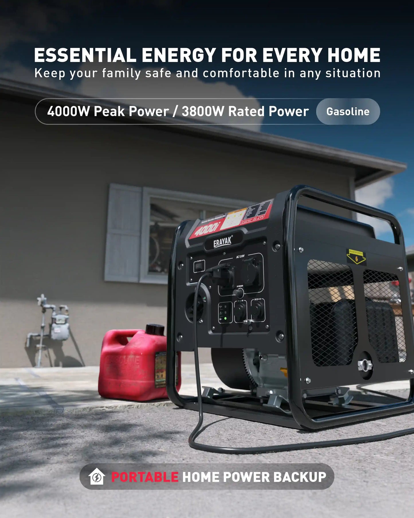 Erayak 4000W Inverter Generator, Portable Power For Home, RV, Outdoor Use