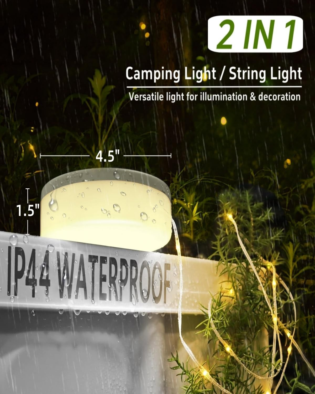 Solar Camping String Lights, 32.8FT Fairy String Lights 130Leds, 4 in 1 Portable