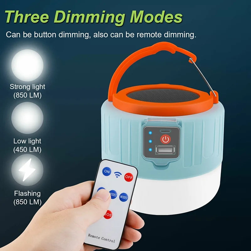 Solar Camping Lantern Solar Camping LED Light, Outdoor Camping LED Light with Remote Control, Power Bank for Camping Climbing Fishing Outdoor Activity
