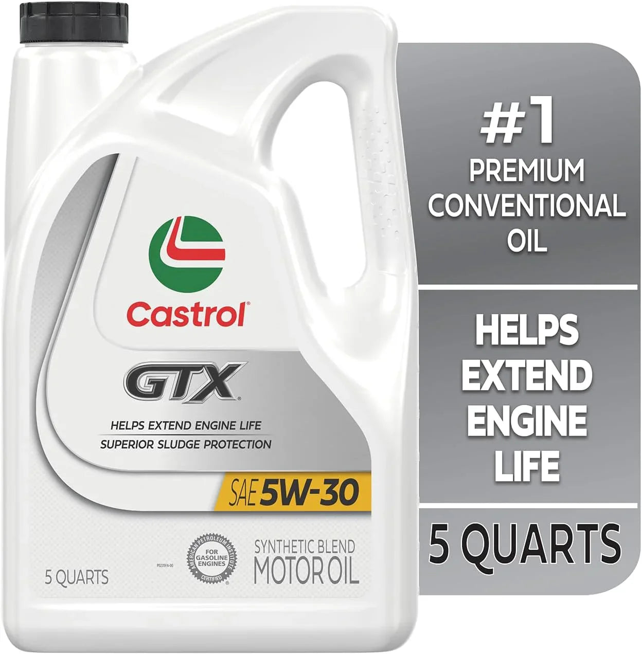 Castrol GTX 5W-30 Synthetic Blend Motor Oil, 5 Quarts