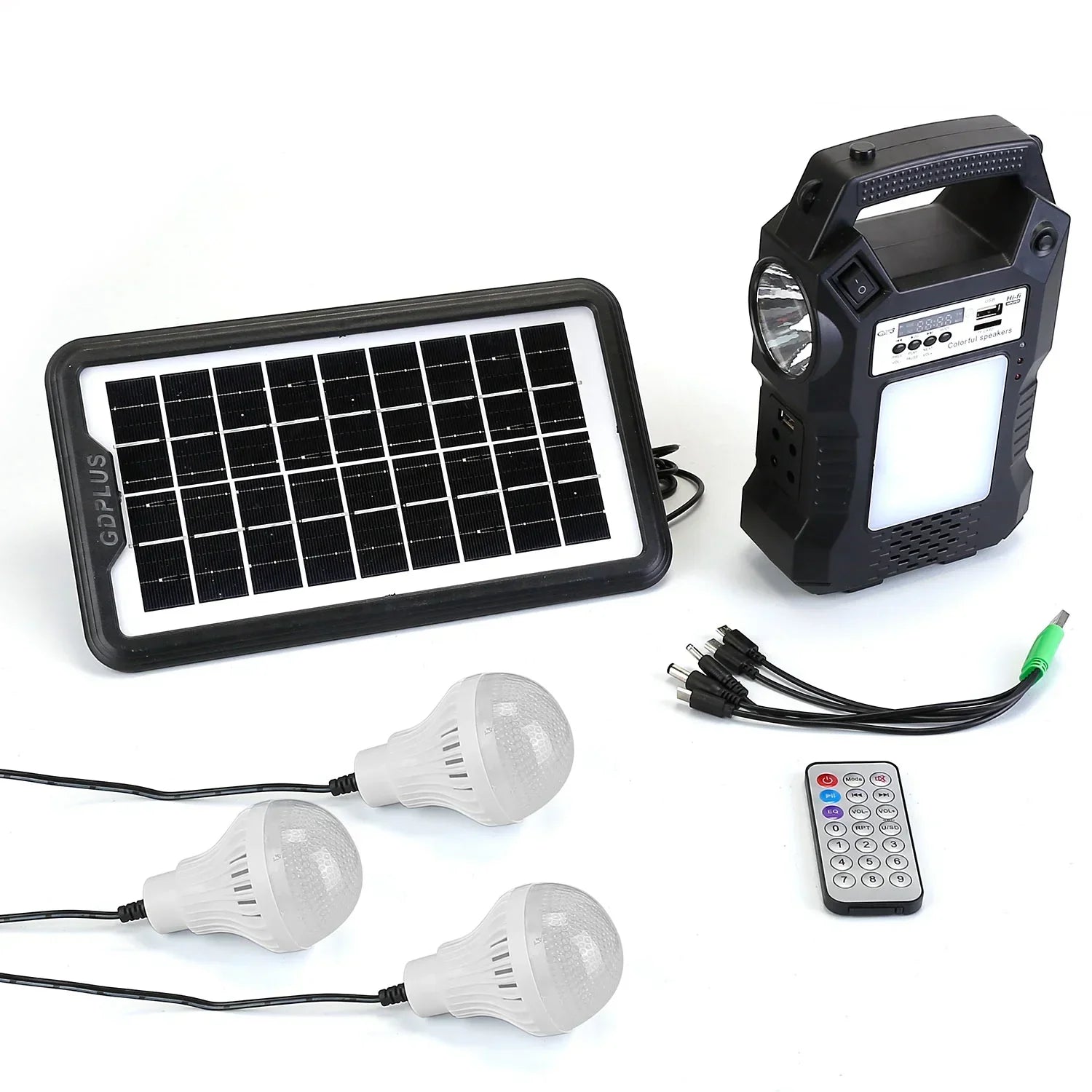 Portable Solar Power Station with Flashlight & 3 LED Bulbs, 4500Mah Backup Power Bank for Camping, Outages, Outdoor Use