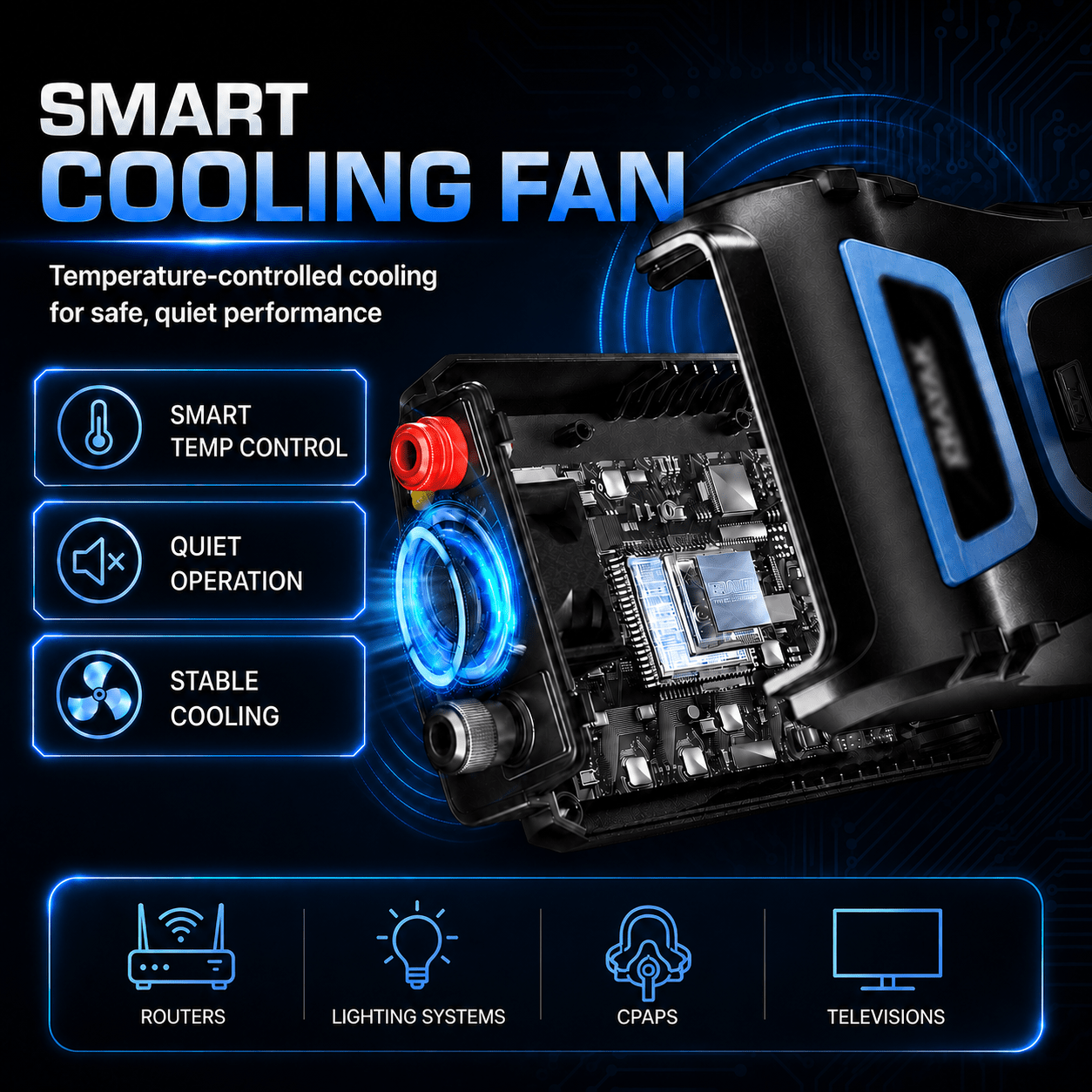 Erayak 2000W Power Inverter, 12V DC to 120V AC, LCD Display, Modified Sine Wave, Remote Control, USB-A & Type-C Ports, 6×40A Fuses, Quiet Fan for RV, Truck, Solar, Home Backup - Erayak Power - Power Inverter - InverterTANK-2000-US