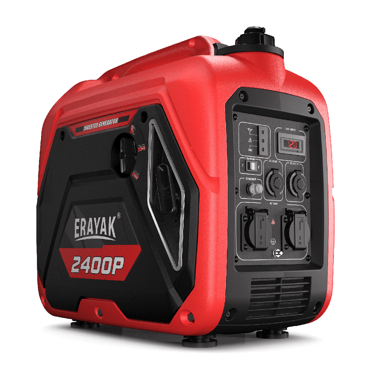 Erayak 2400W Portable Inverter Generator - Super Quiet 51dB, Lightweight 42 lbs | Gas Powered for RV, Camping & Home Backup - Erayak Power - Portable Inverter Generator - EK-EIG2400P