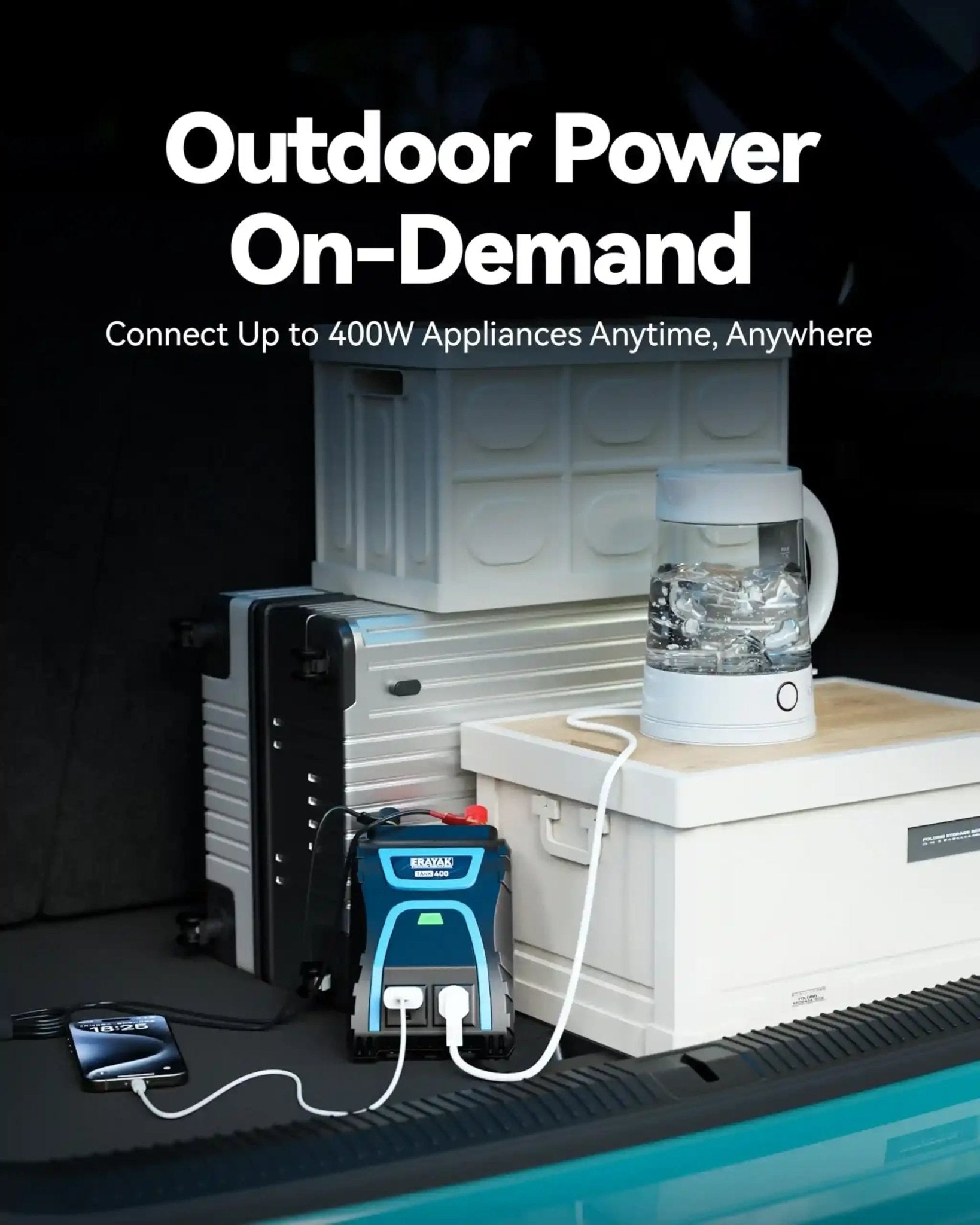 Erayak 400W Car Power Inverter - DC 12V to AC 120V with USB Charger & Cigarette Lighter Adapter - Erayak Power