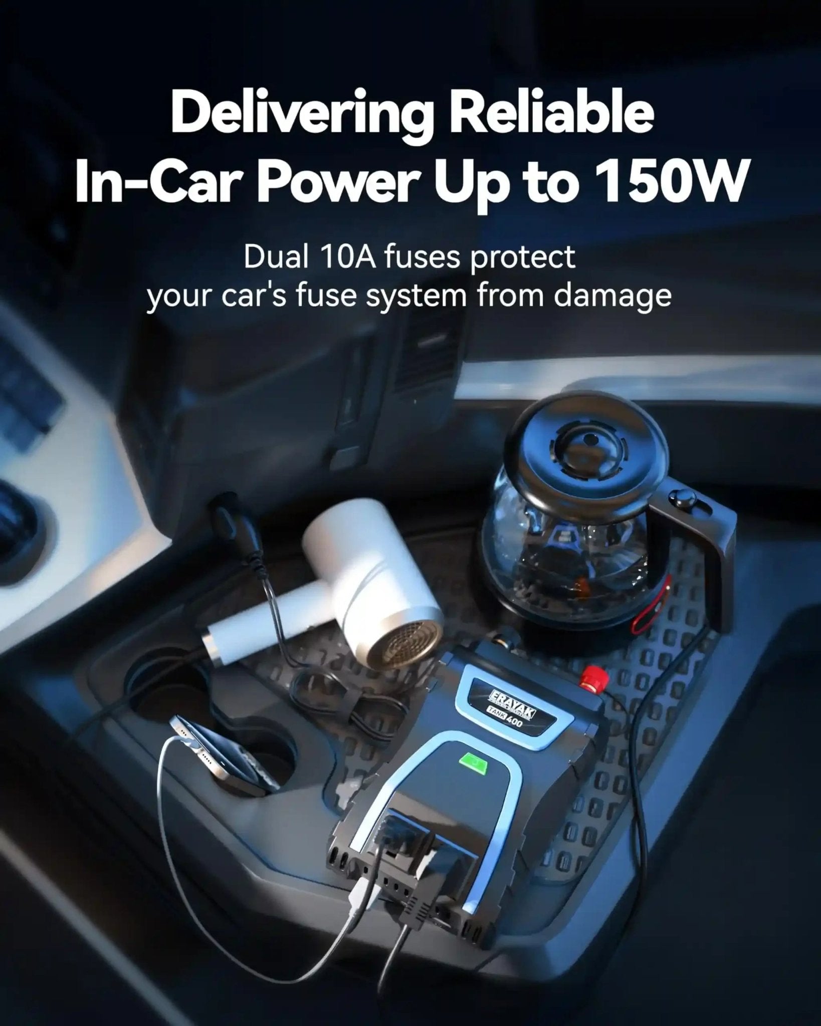 Erayak 400W Car Power Inverter - DC 12V to AC 120V with USB Charger & Cigarette Lighter Adapter - Erayak Power