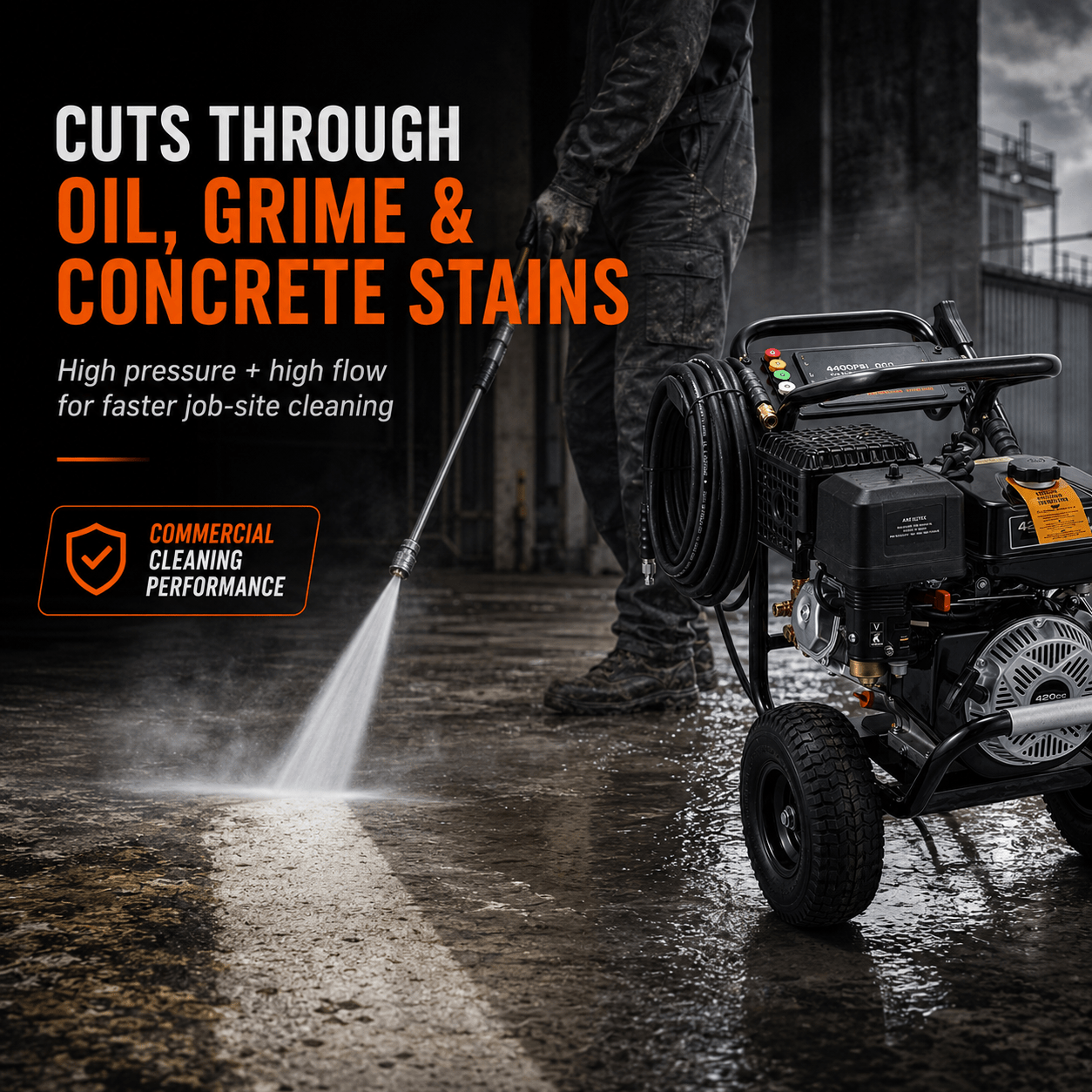 Erayak 4400 PSI Commercial Gas Pressure Washer - 4.2 GPM Flow • 420cc OHV Engine • Triplex Pump - Erayak Power -