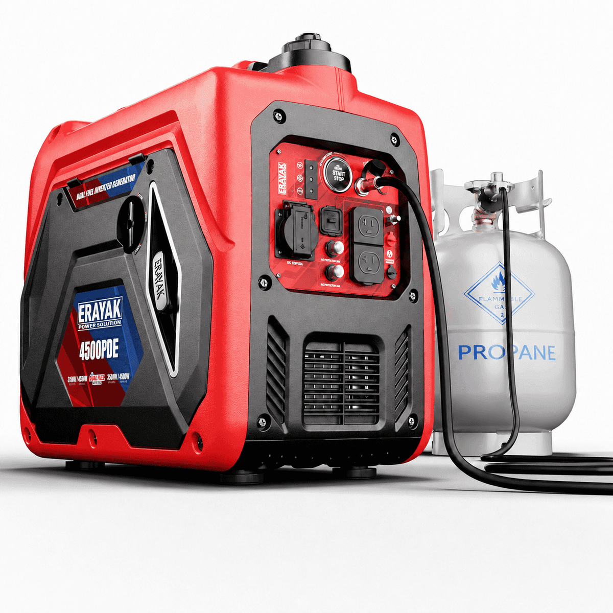 Erayak 4500PDE 4500W Dual-Fuel Inverter Generator for RV & Home Backup with Electric Start - Erayak Power - Portable Inverter Generator - EK-4500PDE