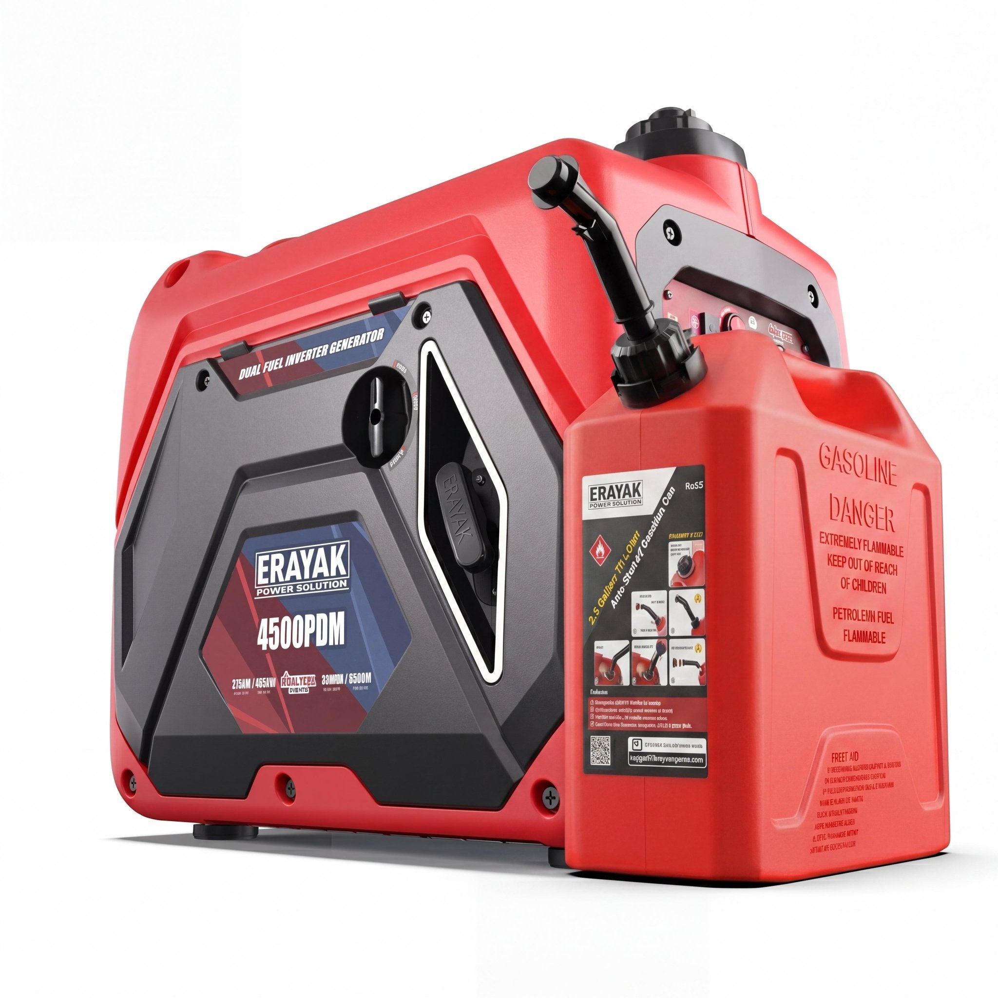Erayak 4500W Dual - Fuel Inverter Generator + 2.6 Gallon Gas Can Bundle - Erayak Power -