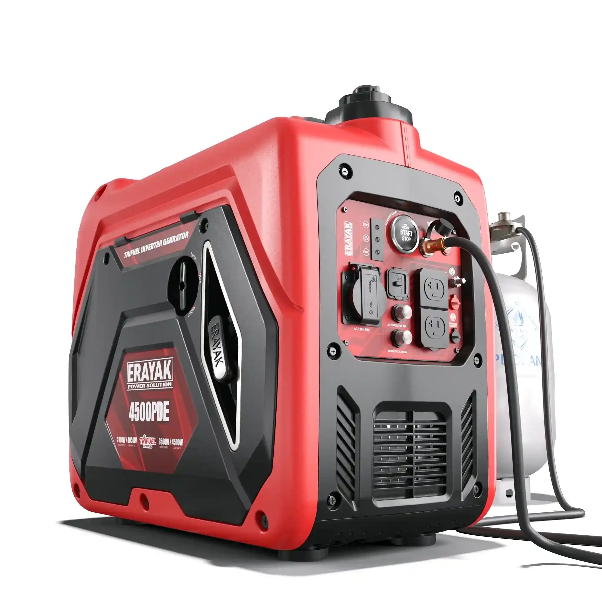 Erayak 4500W Dual - Fuel Inverter Generator – Quiet Gas & Propane, 30Amp RV Ready, Portable Home Backup Power - Erayak Power