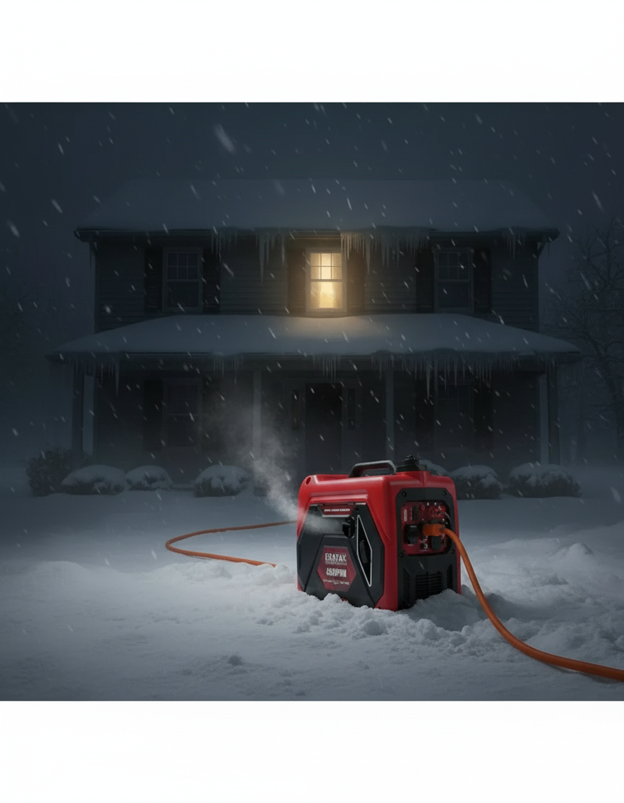 Erayak 4500W双燃料发电机冬季停电应急场景-正确接线