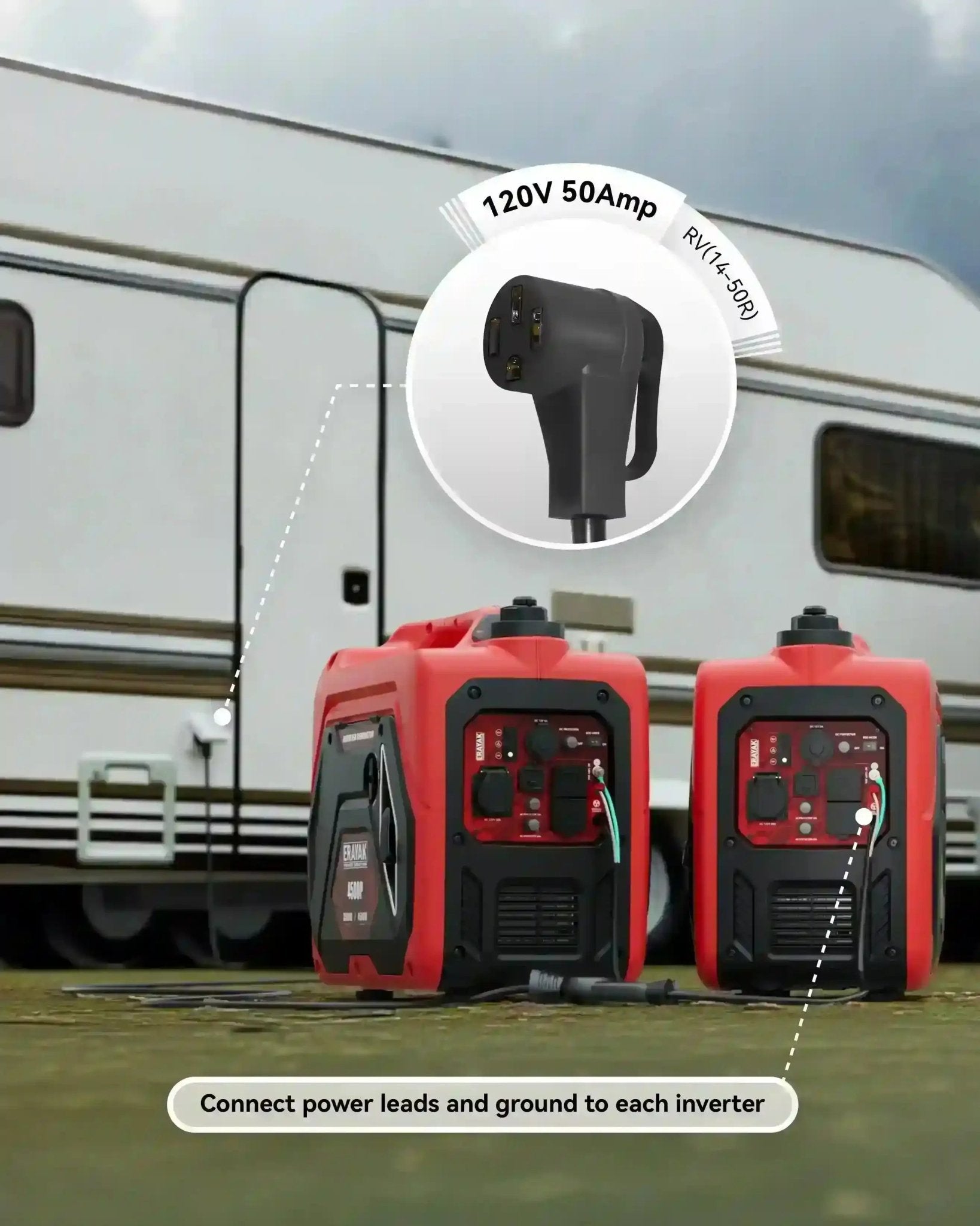 Erayak 50 Amp Parallel Cord Kit for Generator 120V 50A RV (14 - 50R), cUL Listed Inverter Generator Parallel Connection Kit - Erayak Power