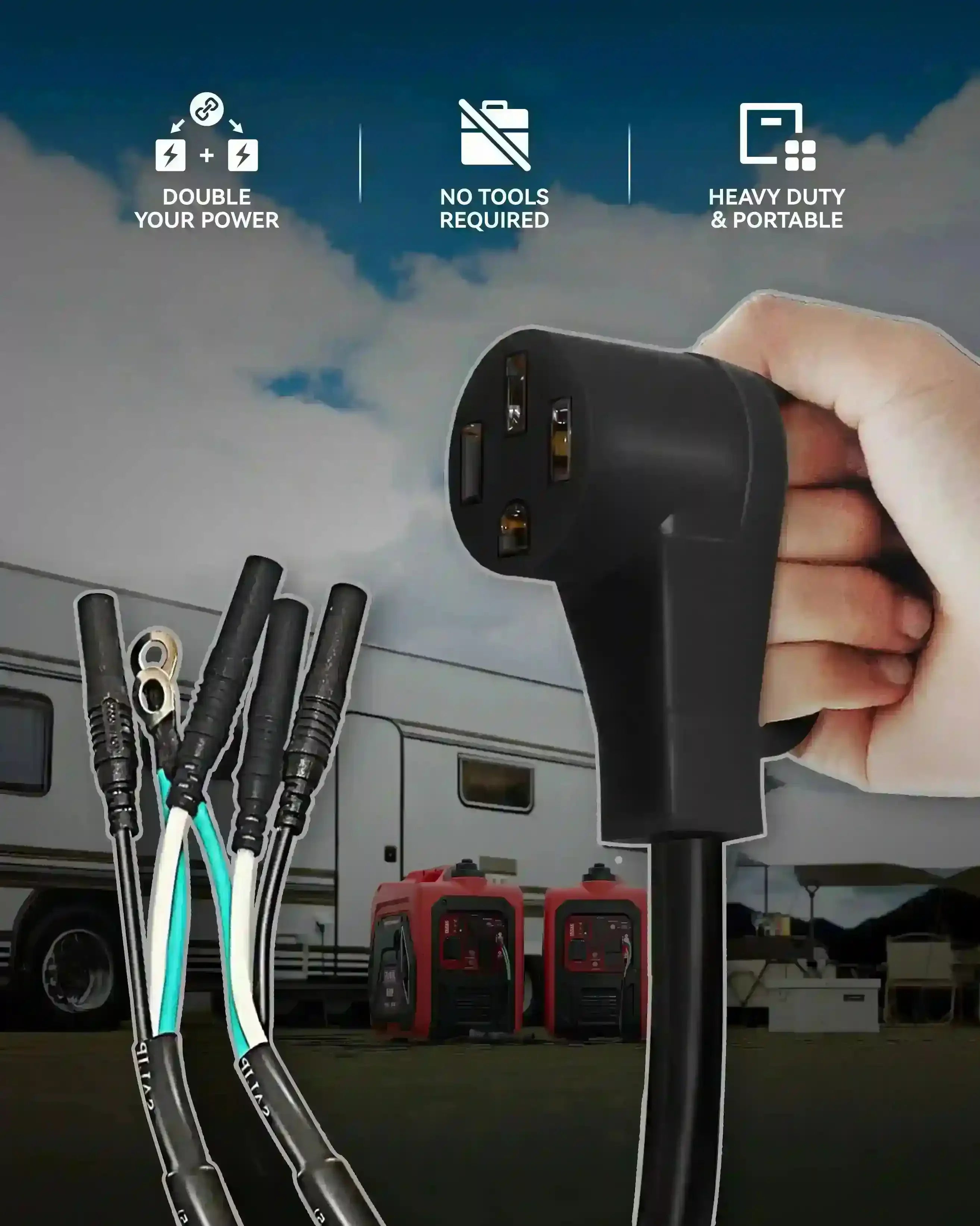 Erayak 50 Amp Parallel Cord Kit for Generator 120V 50A RV (14-50R), cUL Listed Inverter Generator Parallel Connection Kit for Combine Power Suitable 4500P 4500PD - Erayak Power