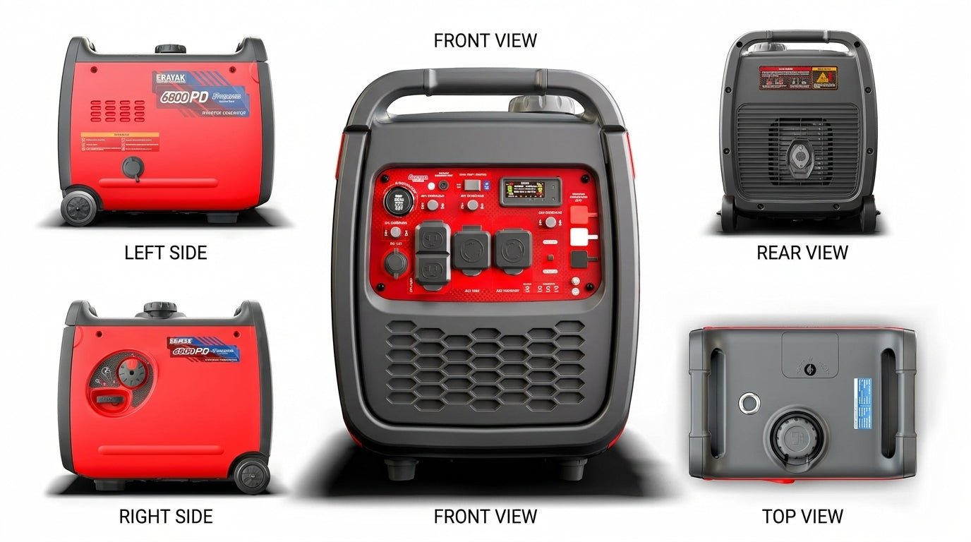 Erayak 6800W Portable Inverter Generator - 120V/240V Home Backup | Dual Fuel & Tri - Fuel Ready - Erayak Power - Inverter Generator - EK-6800PT