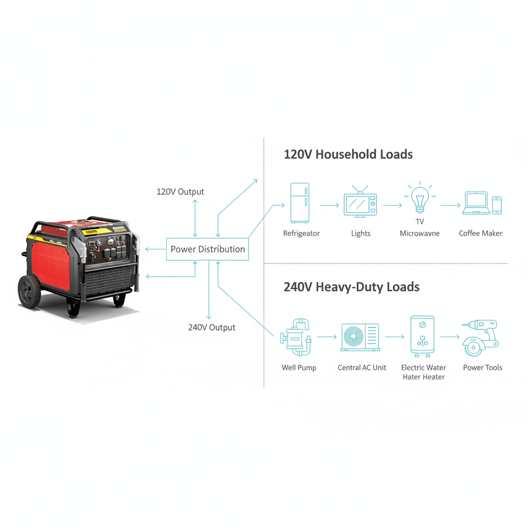 120V/240V dual voltage technology - powers both standard and high-voltage appliances