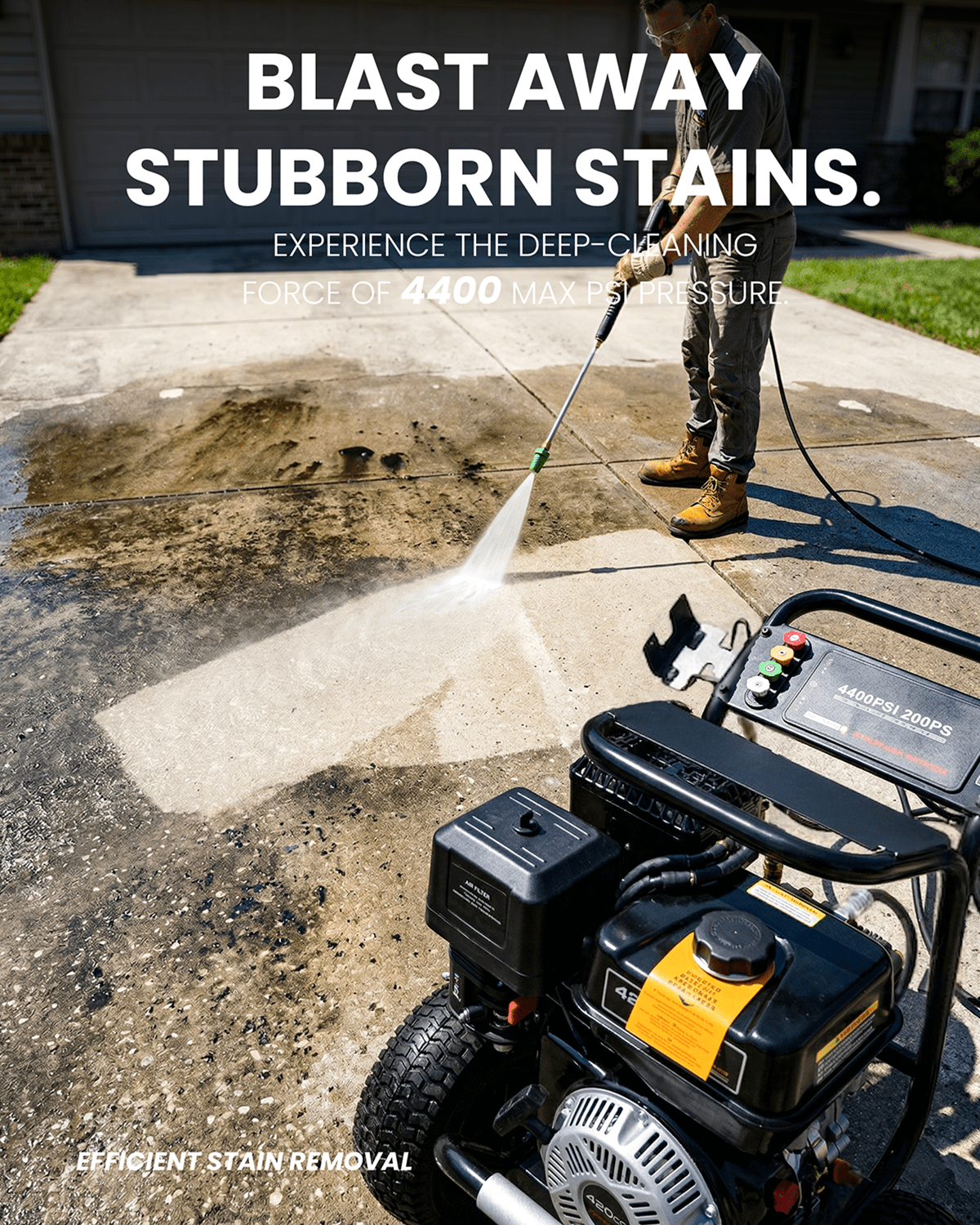 Erayak Commercial Gas Pressure Washer - 4400 PSI 4.2 GPM Industrial Power Washer with 420cc Heavy - Duty OHV Engine & Triplex Pump - Erayak Power -