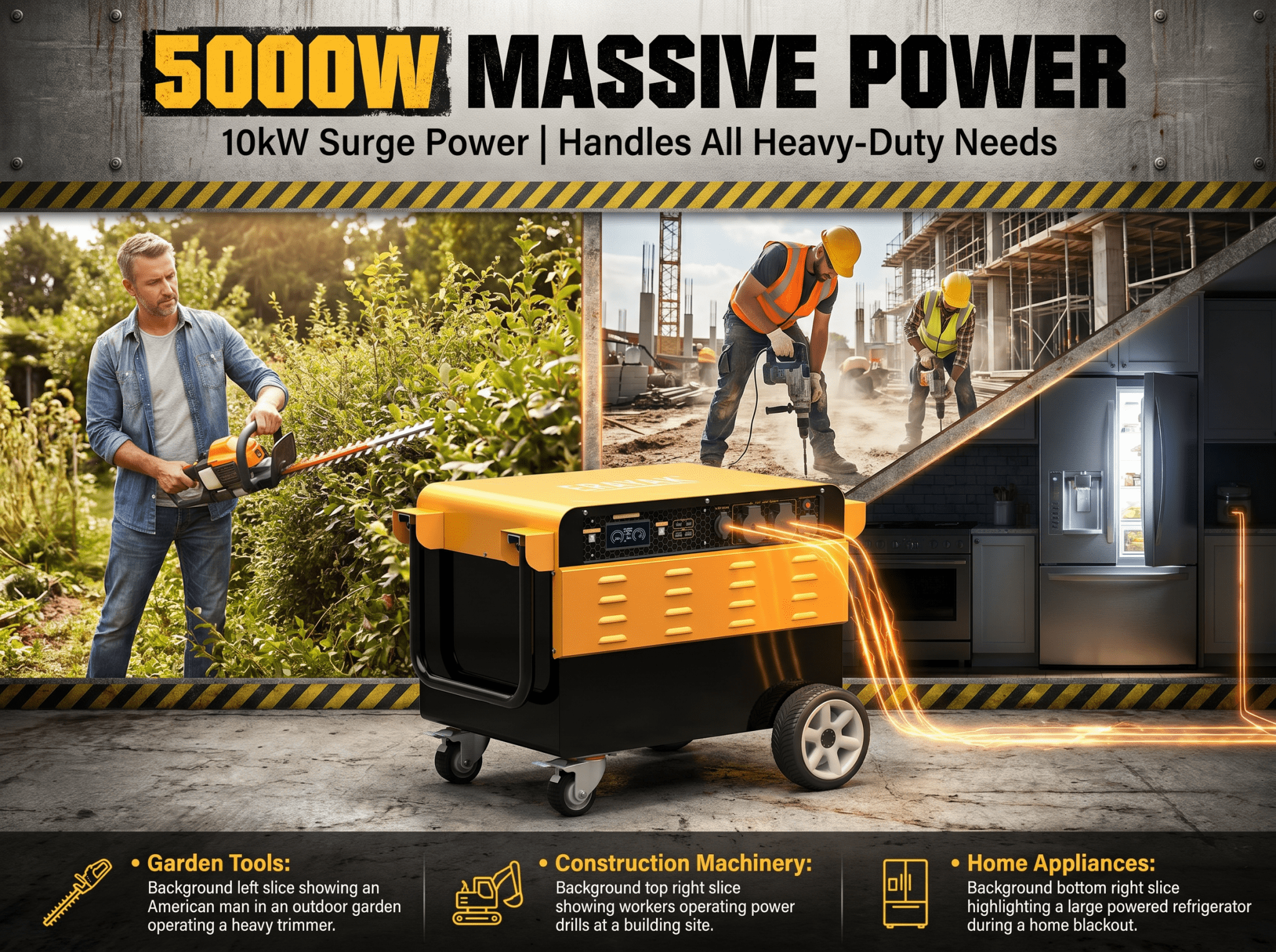 Erayak Portable Power Inverter System – 24V 5000W/10000W | DIY Battery | 2x Surge Power - Erayak Power - Power Inverter - EK-PPIS5000