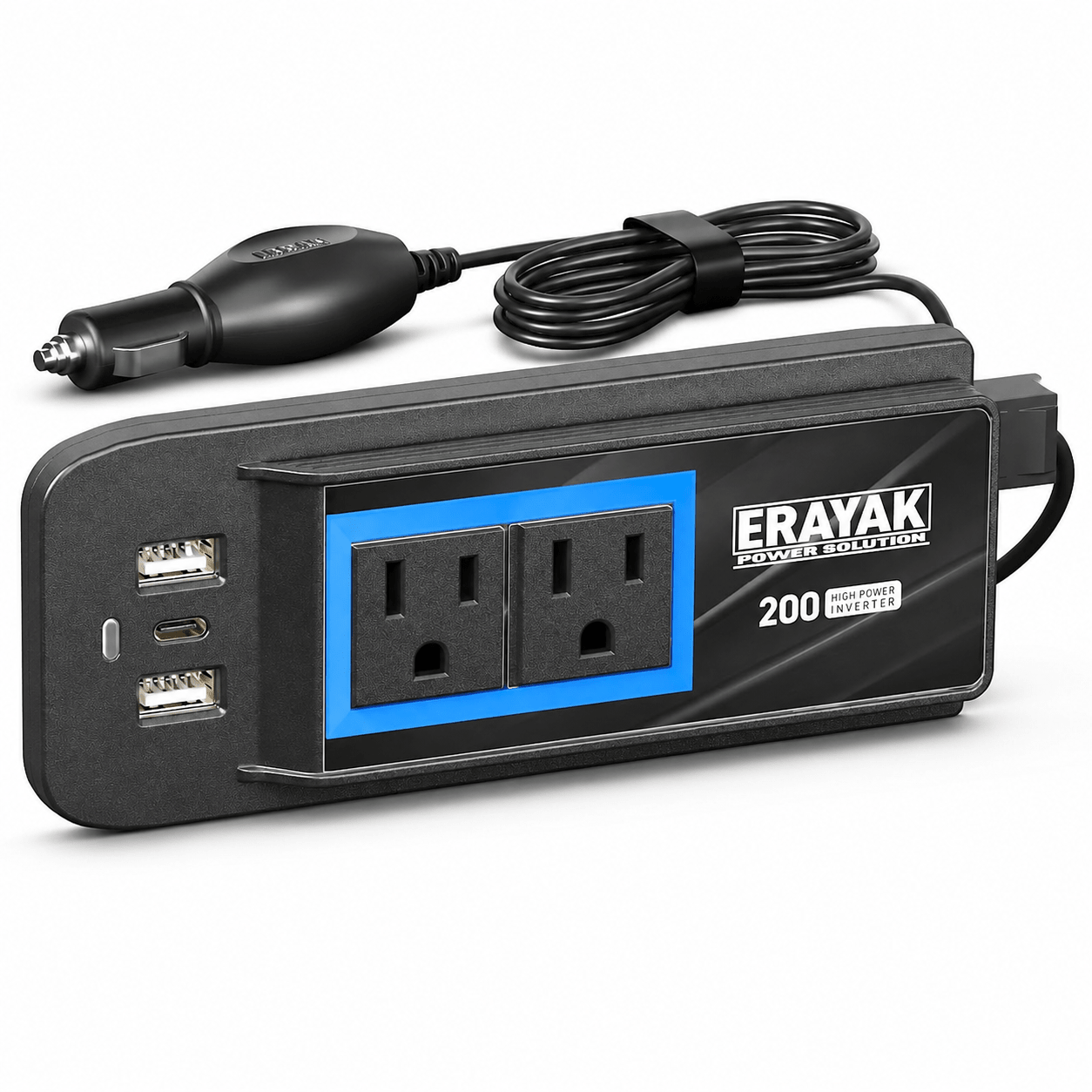ERAYAK TANK200 200W Cigarette Lighter Power Inverter with 18W USB-C PD - Erayak Power - Car charger - EK-TANK200