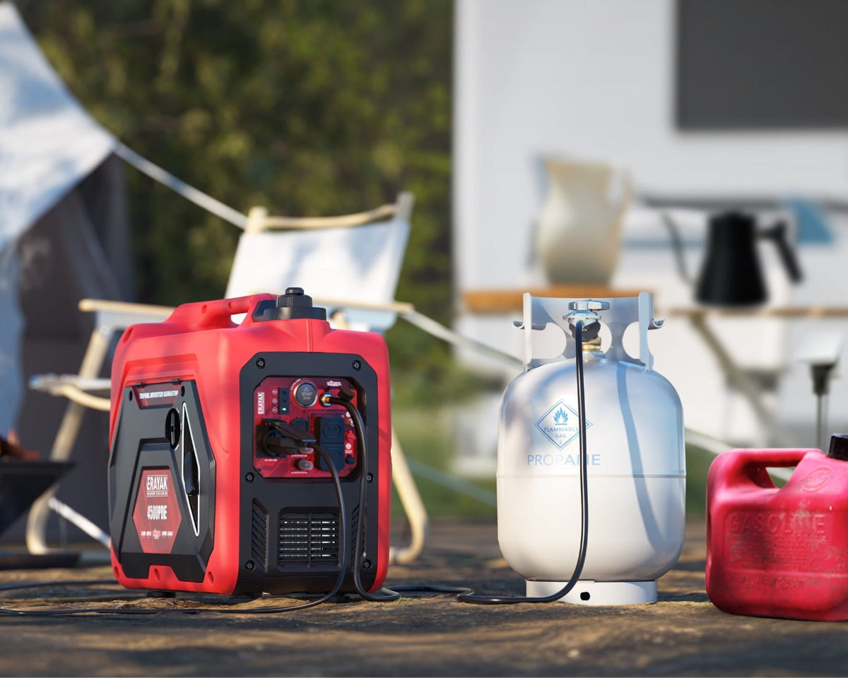 erayak dual fuel 4500 watt inverter generator, propane gasoline rv camping m